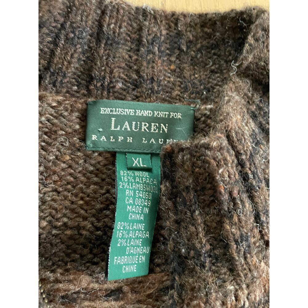 Women's Ralph Lauren Aztec full-zip Hand Knit Wool Cardigan XL - Picture 4 of 6